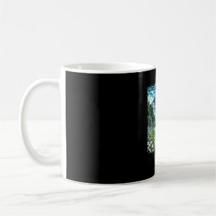 Bigfoot walks in flower field forest sasquatch coffee mug