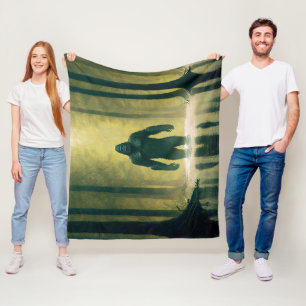 Bigfoot Walks Through Louisiana Swamp Water Fleece Blanket