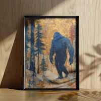 Bigfoot Wall Art Poster Print Painting Aesthetic