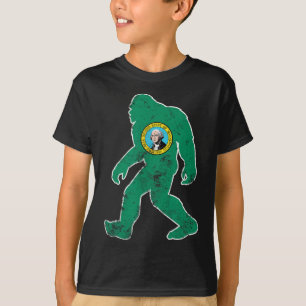 Bigfoot Washington Flag State Sasquatch Men Women T-Shirt