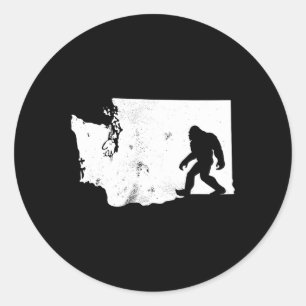 Bigfoot Washington State Map Sasquatch Men Women G Classic Round Sticker