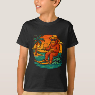 Bigfoot water skiing summer sunset beach graphic T-Shirt