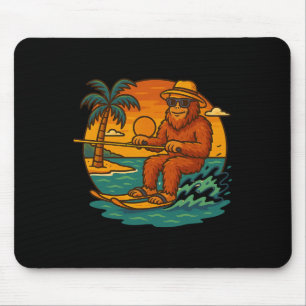 Bigfoot Water Skiing Summer Sunset Beach Graphic V Mouse Mat