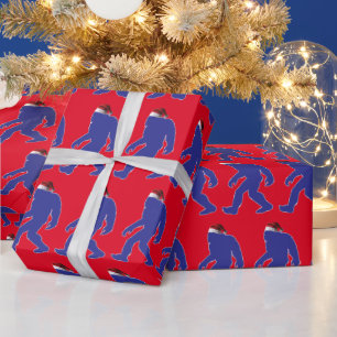 Bigfoot Wearing a Santa Claus Hat Wrapping Paper