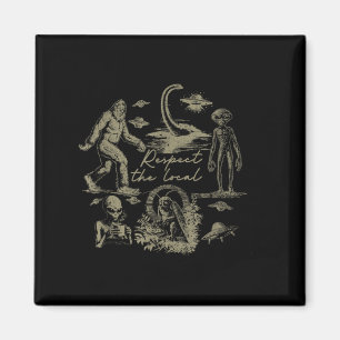 Bigfoot Wendigo Cryptid UFO Hunting Alien Respect Magnet