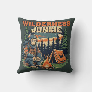 Bigfoot wilderness junkie retro design cushion