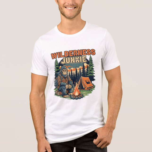 Bigfoot wilderness junkie retro design Tri-Blend shirt (Front)