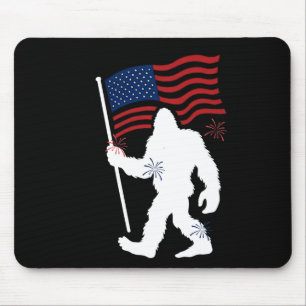 Bigfoot With American Flag Funny 4th Of July For H Mouse Mat