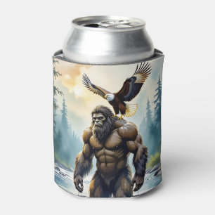 Bigfoot with an Eagle on his Shoulder  Can Cooler
