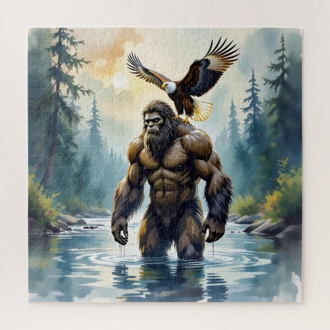 Bigfoot with an Eagle on his Shoulder  Jigsaw Puzzle (Vertical)