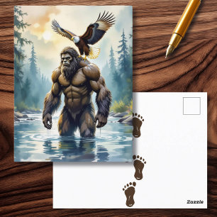 Bigfoot with an Eagle on his Shoulder Postcard