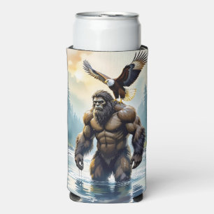 Bigfoot with an Eagle on his Shoulder  Seltzer Can Cooler