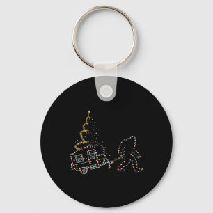 Bigfoot With Camping Car Light Christmas Key Ring