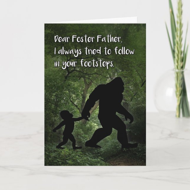Bigfoot with Child Father's Day for Foster Father Card (Front)