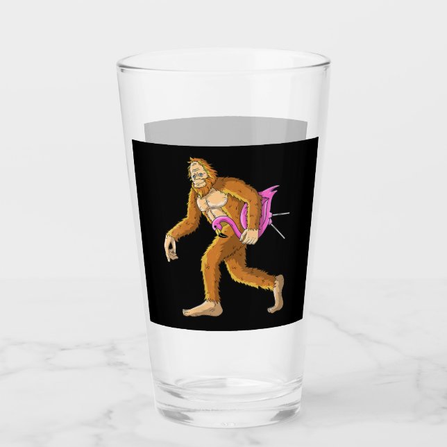 Bigfoot With Flamingo Animal Costume Gift Glass (Front)