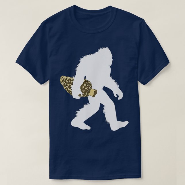Bigfoot With Morel Mushroom asquatch Fungi T-Shirt (Design Front)