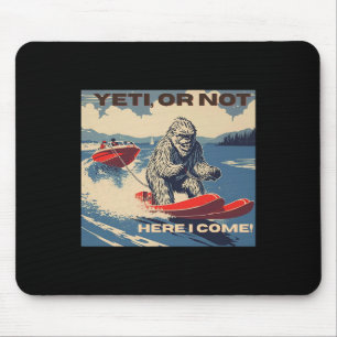 Bigfoot, Yeti On Water Skis, Water Skiing Mouse Mat