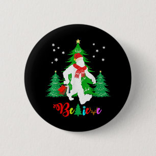 Bigfoot Yeti Sasquatch Christmas Believe Christmas 6 Cm Round Badge