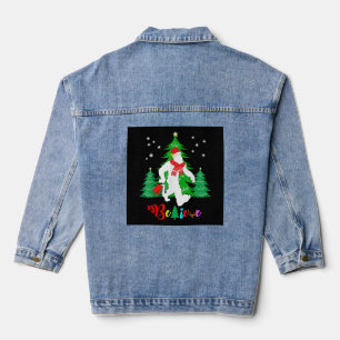 Bigfoot Yeti Sasquatch Christmas Believe Christmas Denim Jacket