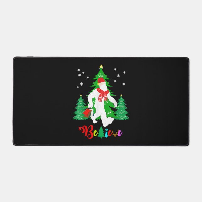 Bigfoot Yeti Sasquatch Christmas Believe Christmas Desk Mat (Front)