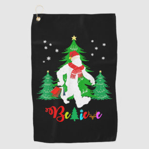 Bigfoot Yeti Sasquatch Christmas Believe Christmas Golf Towel