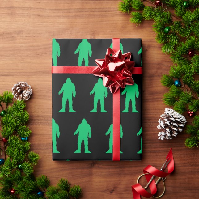 Bigfoot Yeti Sasquatch Neon Green Wrapping Paper (Holiday Gift)