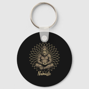 Bigfoot Yoga Namaste Meditating Zen Design Key Ring