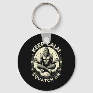Bigfoot Yoga Pose Funny Sasquatch Keep Calm Squatc Key Ring