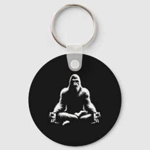 Bigfoot Yoga Pose Sasquatch Meditation Key Ring