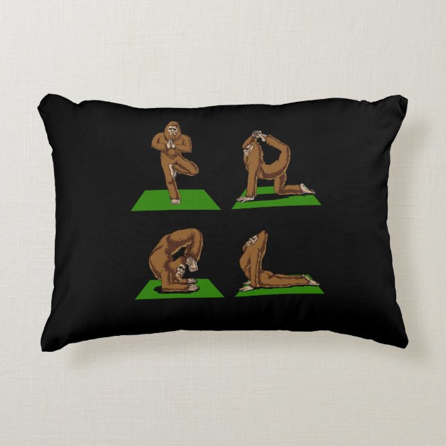 Bigfoot Zen Yoga Poses Funny Fantasy Decorative Cushion (Front)