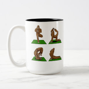 Bigfoot Zen Yoga Poses Funny Fantasy Two-Tone Coffee Mug