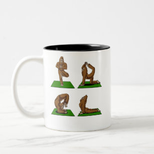 Bigfoot Zen Yoga Poses Funny Fantasy Two-Tone Coffee Mug