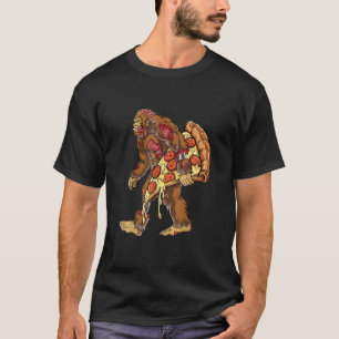 Bigfoot Zombie Carrying Pizza Sasquatch Halloween T-Shirt