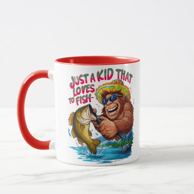 Bigfoots Just A kid that loves to fish Mug (Left)