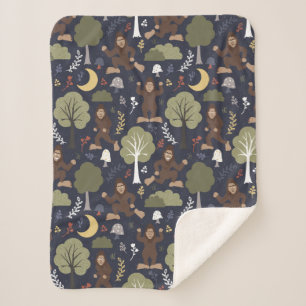 Bigfoot's Midnight Forest Adventure Sherpa Blanket
