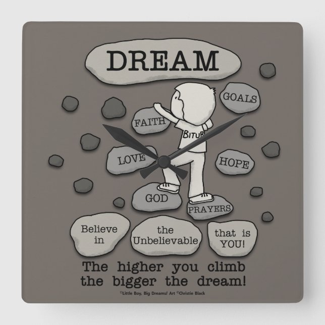 Bigger Dream Square Wall Clock (Front)