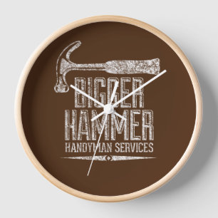 Bigger Hammer Handyman Services White Gfx Brown BG Clock