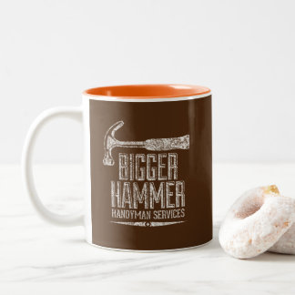 Bigger Hammer Handyman Services White Gfx Brown BG Two-Tone Coffee Mug