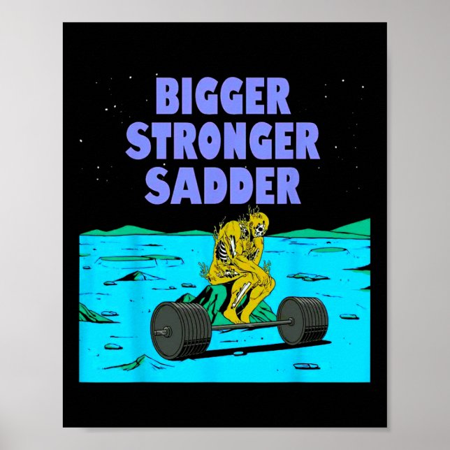 Bigger Stronger Sadder Weightlifting Bodybuilding  Poster (Front)