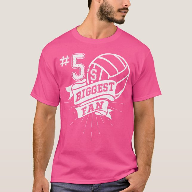 Biggest Fan Of Volleyball Player Number 5 Tshirt D (Front)