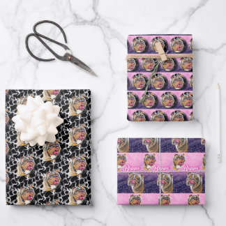 Biggie the Bulldog Giftwrap Set of 3 Wrapping Paper Sheet