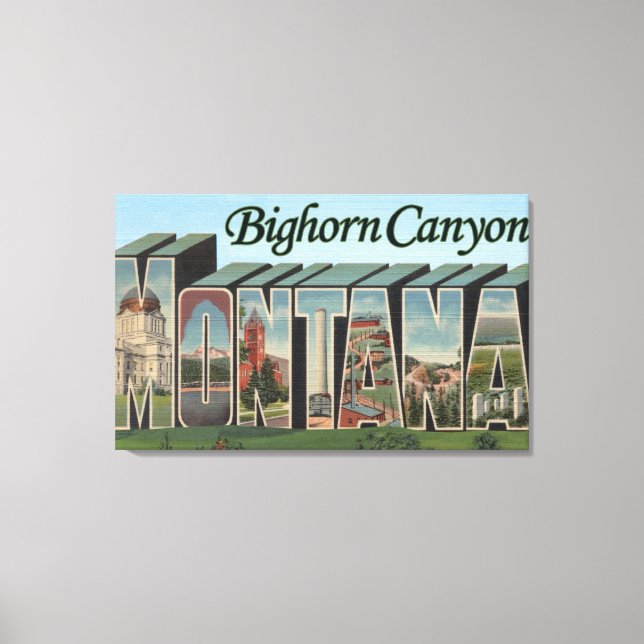Bighorn Canyon, Montana - Large Letter Scenes Canvas Print (Front)
