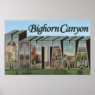 Bighorn Canyon, Montana - Large Letter Scenes Poster
