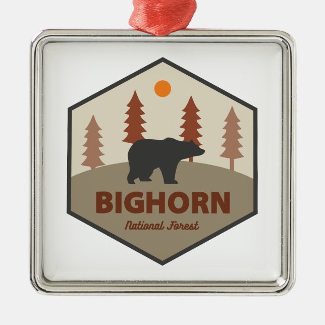 Bighorn National Forest Wyoming Bear Metal Tree Decoration (Front)