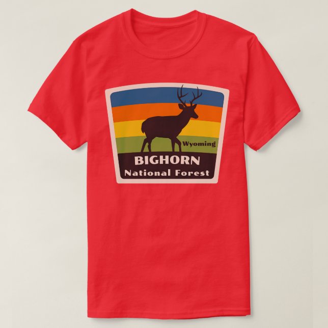 Bighorn National Forest Wyoming Roaming Deer T-Shirt (Design Front)