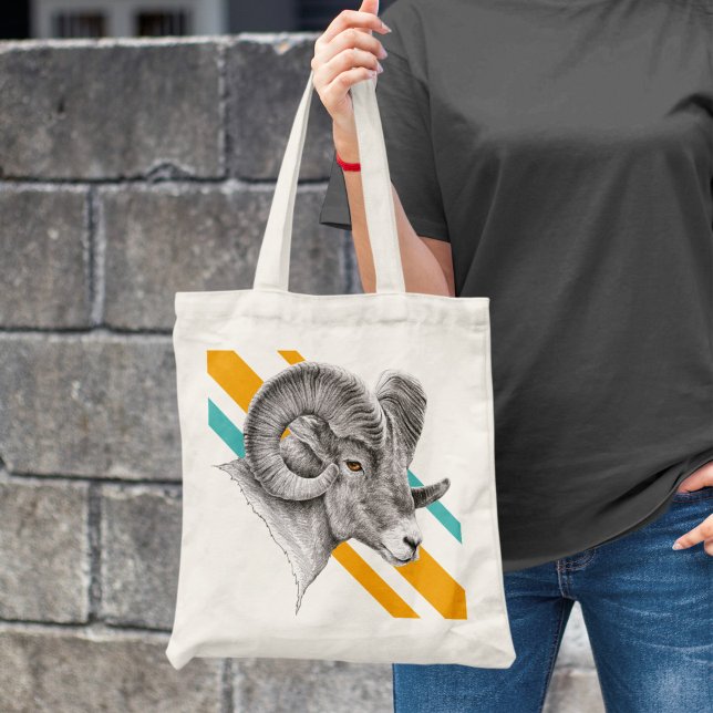 Bighorn Ram Sheep Animal Art Aries Zodiac Sign Tote Bag (Creator Uploaded)