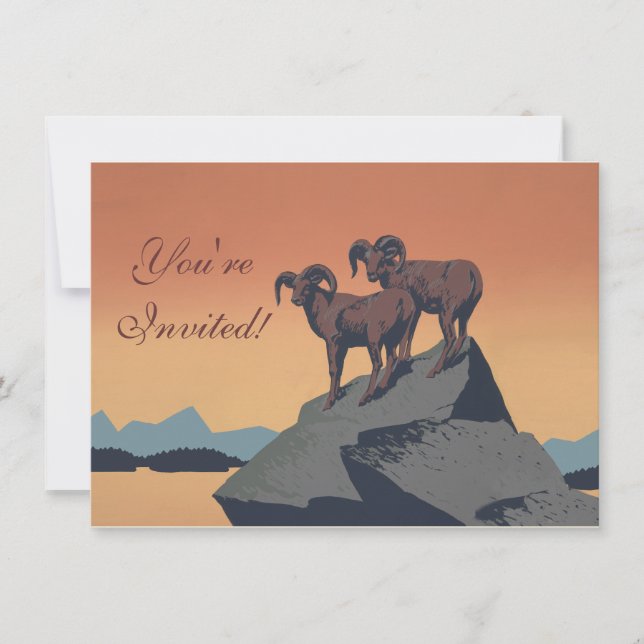 Bighorn Sheep American West Wildlife Invitation (Front)