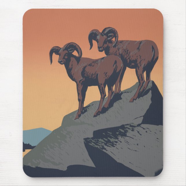 Bighorn Sheep American West Wildlife Mouse Mat (Front)