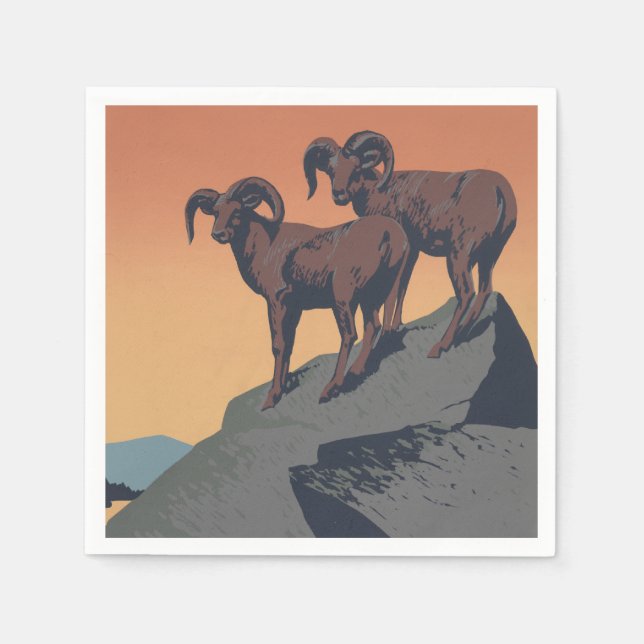 Bighorn Sheep American West Wildlife Napkin (Front)