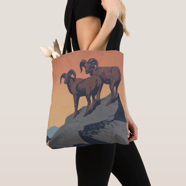 Bighorn Sheep American West Wildlife Tote Bag (Close Up)